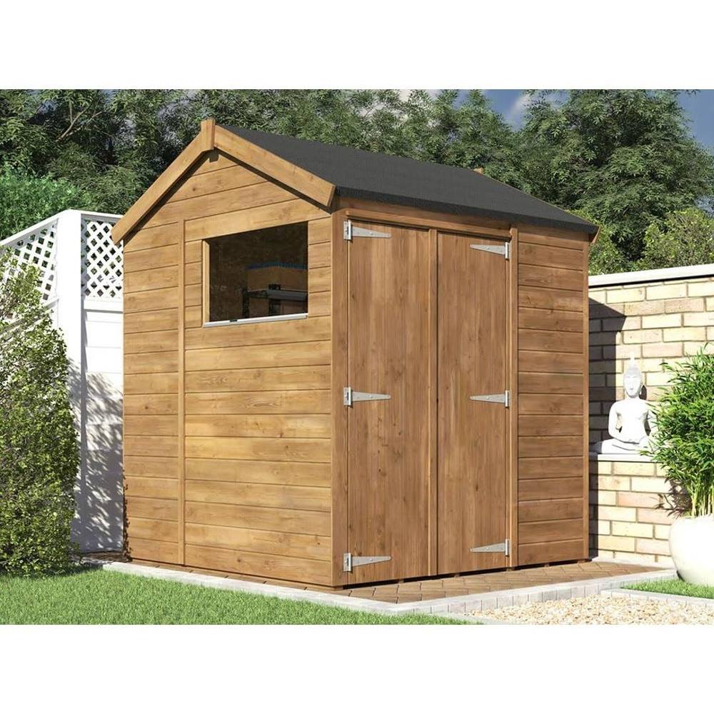 Dunster House Wooden Shed 1.8 x 1.8m (6' x 6') 15mm Apex Window - Overlord Modular in Brown 2