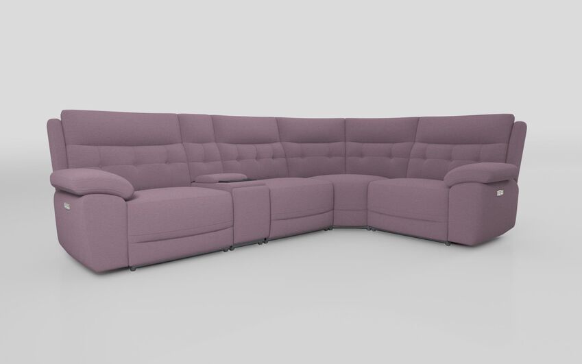 Purple Fabric Belford 3 Corner 1 Sofa with Media Console