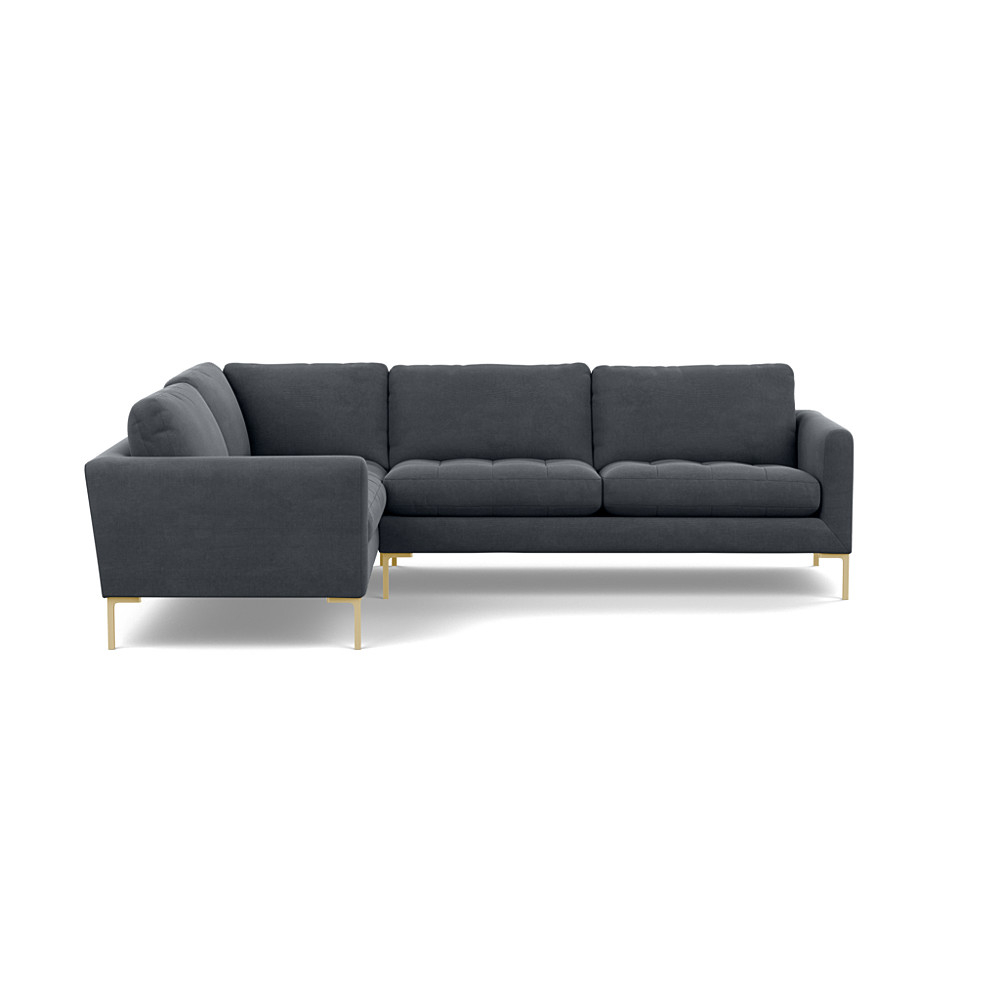 Heal's Eton Left Hand Facing Corner Sofa Linen Dark Grey Brass Feet