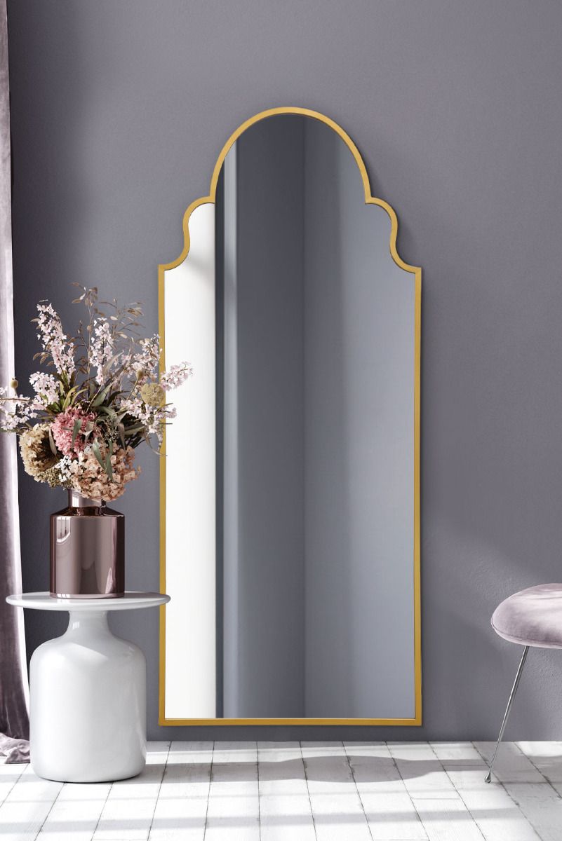 MirrorOutlet Gold Framed Arched Leaner/Wall Mirror 79" X 33" (200CM X 85CM)