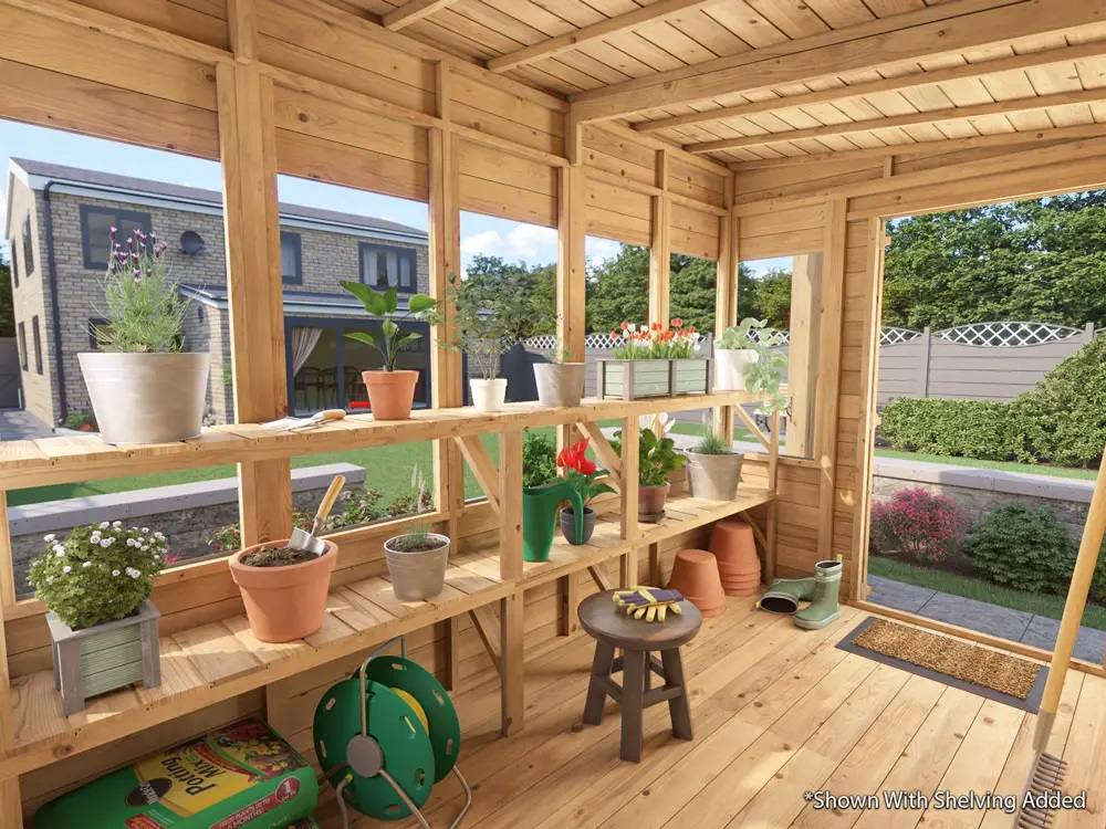 Dunster House Wooden Potting Shed Pent Roof W6' x D10' (W1.8m x D3.0m) Overlord Modular in Brown 3