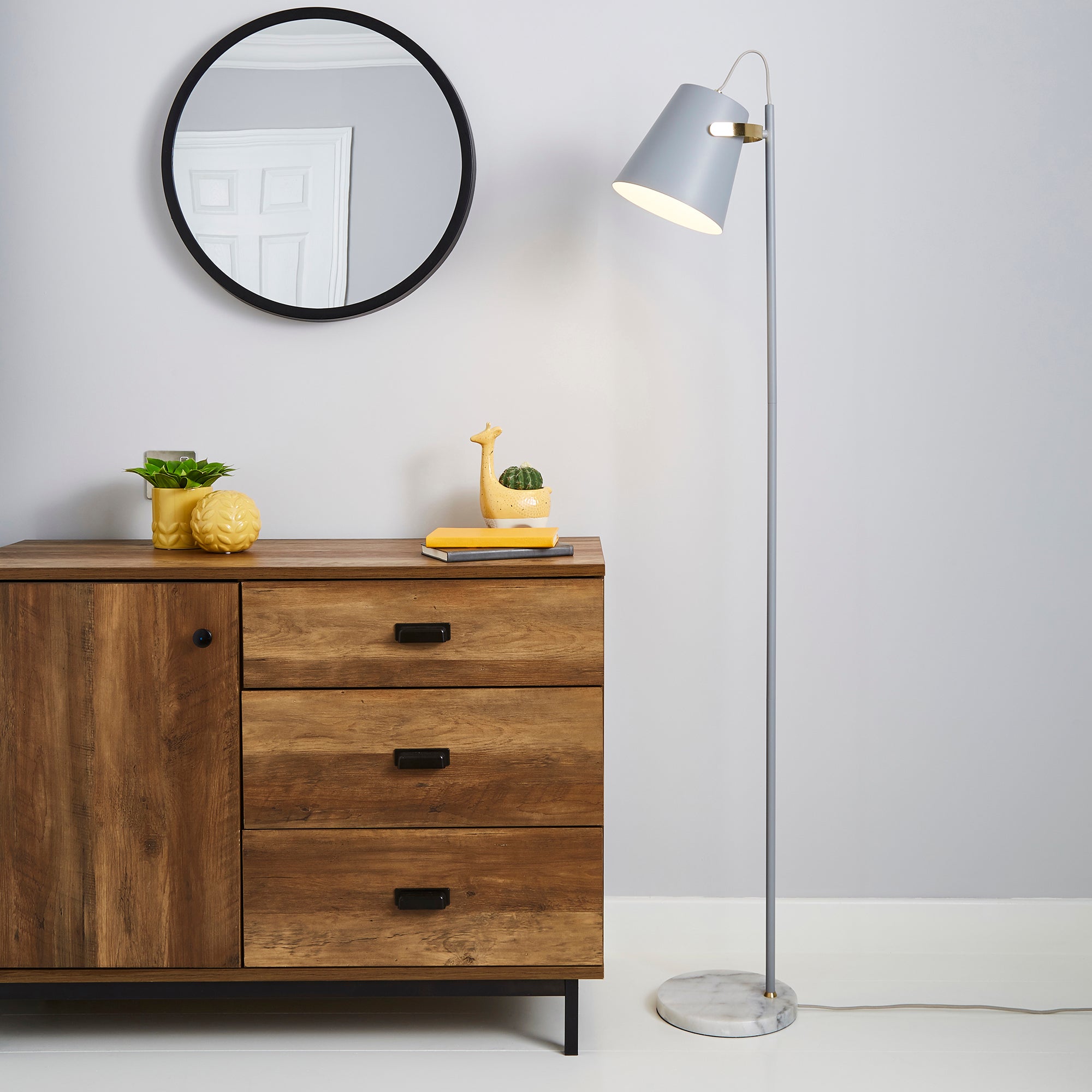 Karter Marble Base Floor Lamp Grey