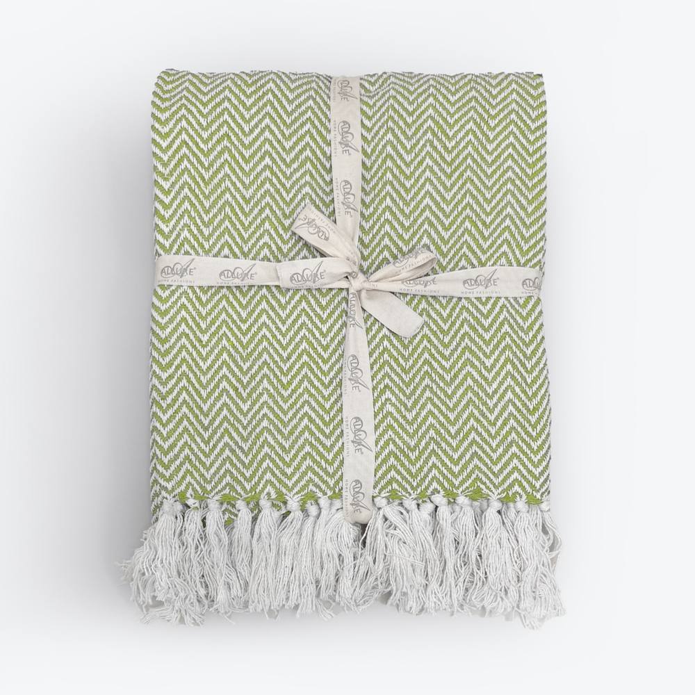 Allure Bath Fashions Chevron Herringbone Sofa Throw Blanket - 100% Cotton in Green