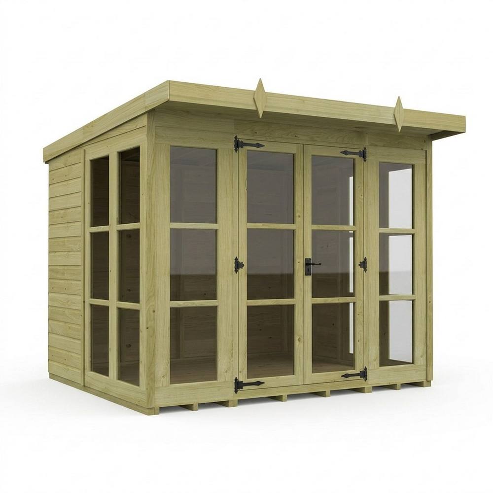 Buttercup Farm 8ft x 7ft Georgian Pent Summer House - Pressure Treated Timber in Brown