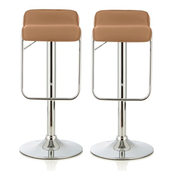 Mestler Modern Bar Stool In Taupe Faux Leather In A Pair