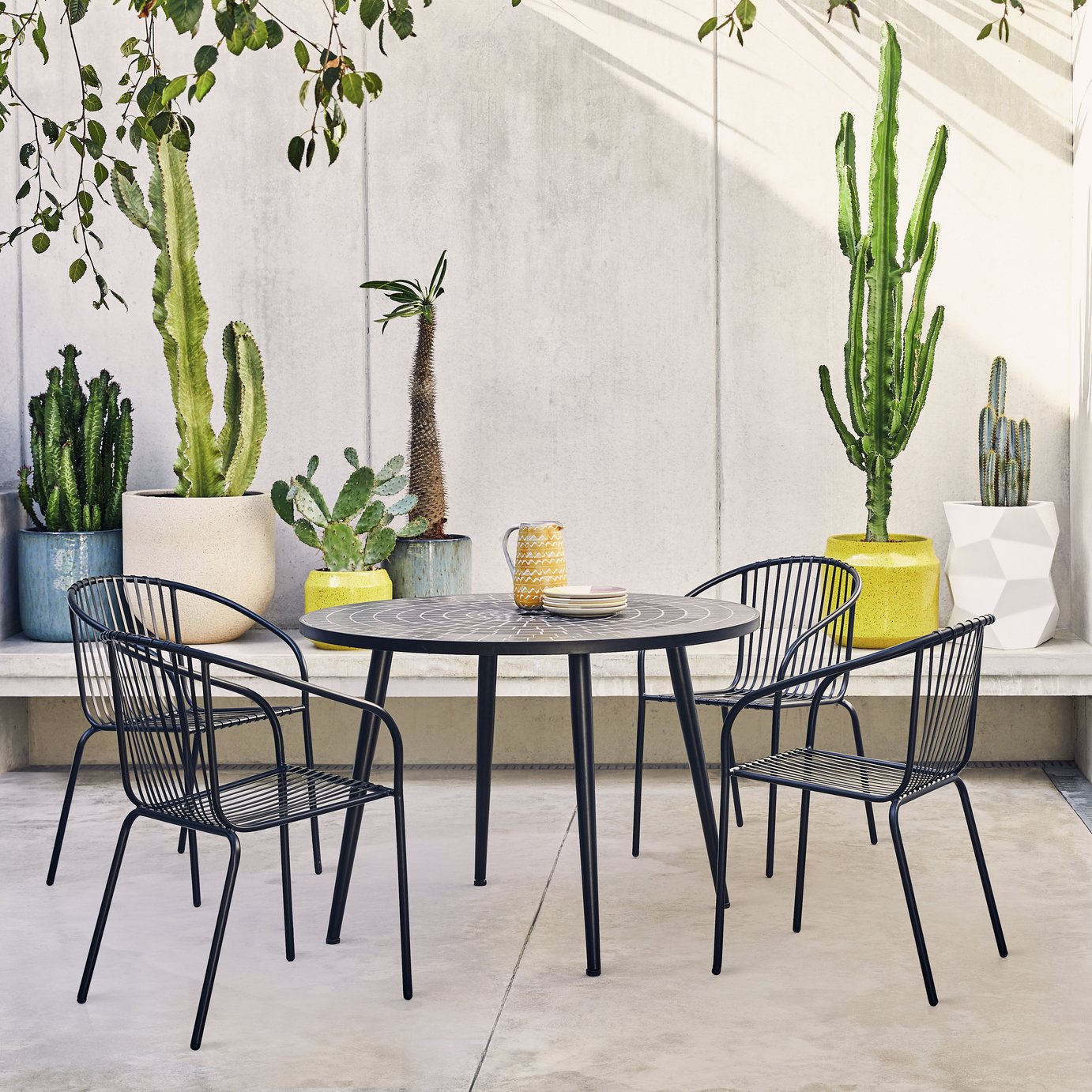 Habitat Azzura 4 Seater Metal Bistro Set - Black