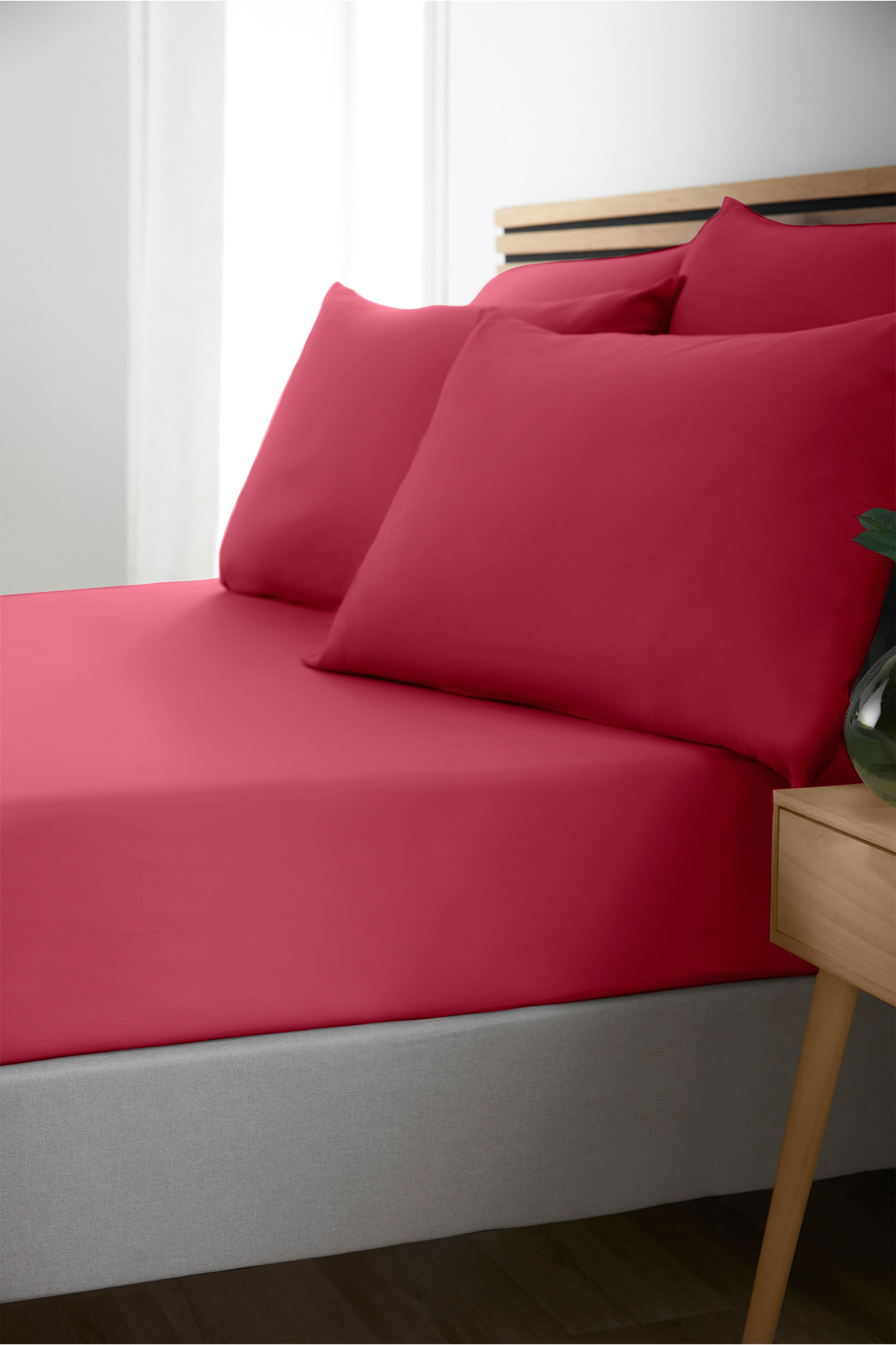 Catherine Lansfield So Soft Non Iron Fitted Sheet in Bright Pink