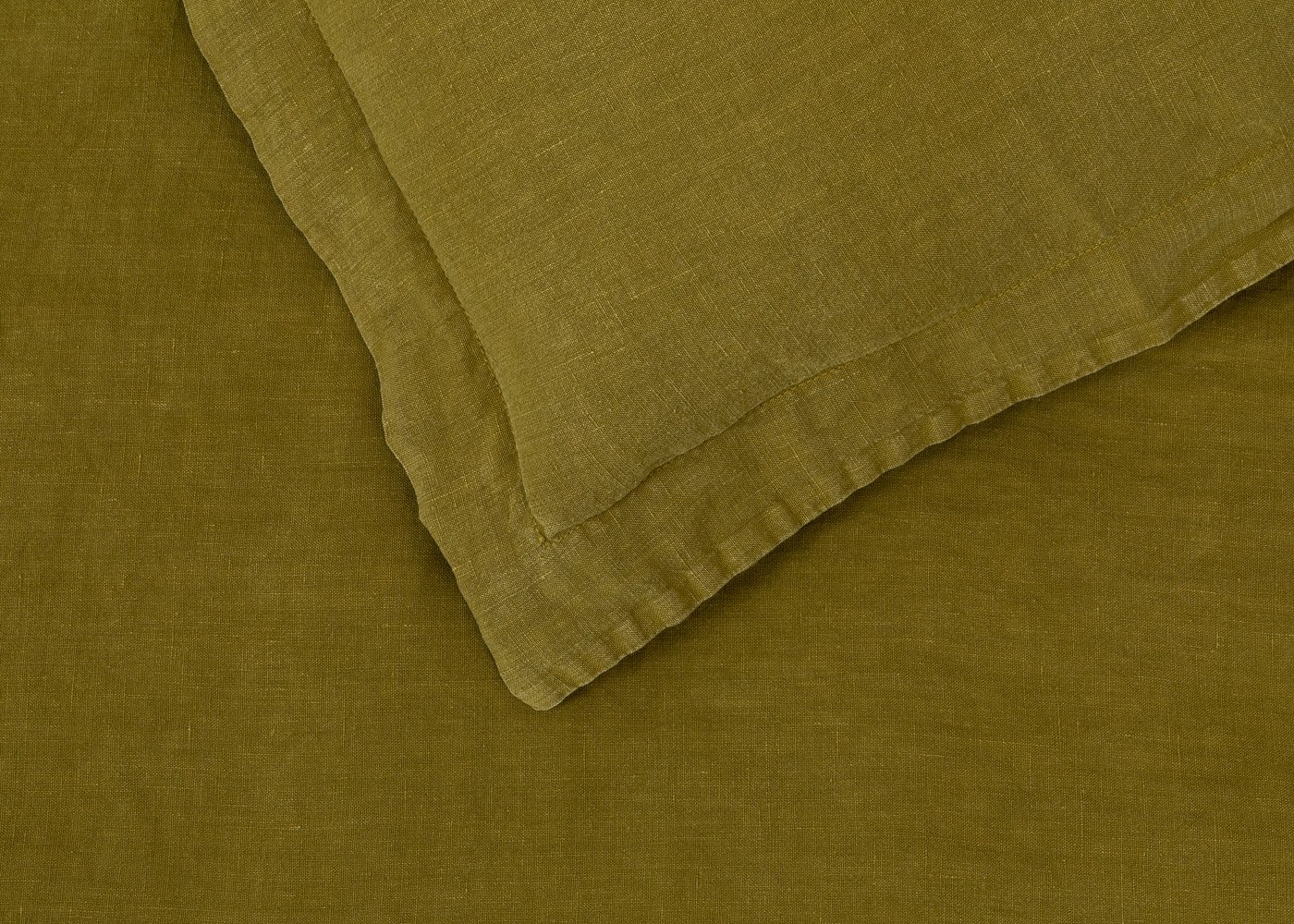 Heal's Washed Linen Olive Fitted Sheet Super King