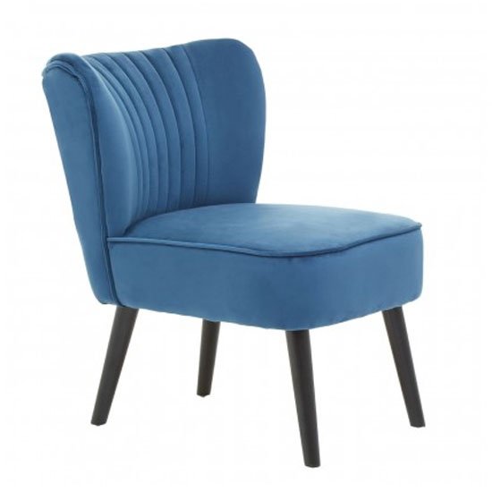 Trento Velvet Upholstered Accent Chair In Blue