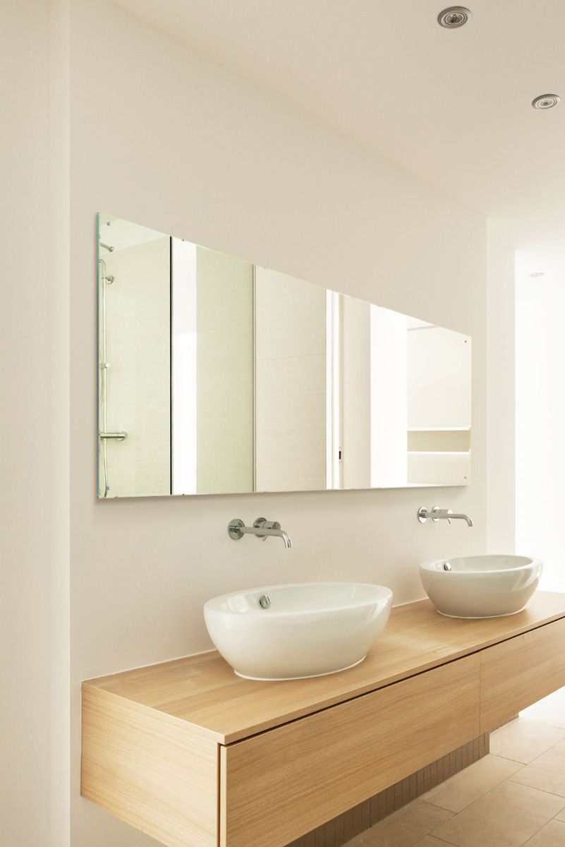 MirrorOutlet Circuitt 4mm Sheet Mirror Glass with 4 Holes Polished Edges160 x 80cm in Silver