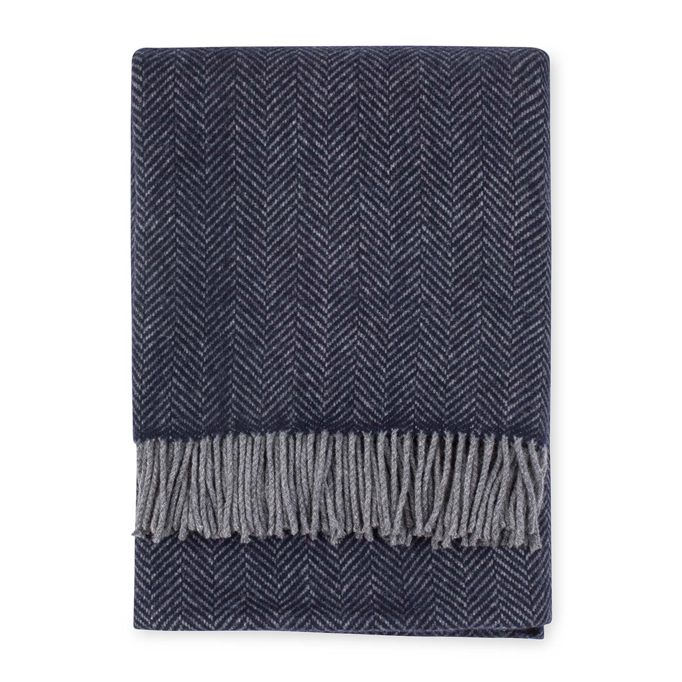 Heal's Merino & Cashmere Herringbone Throw Navy