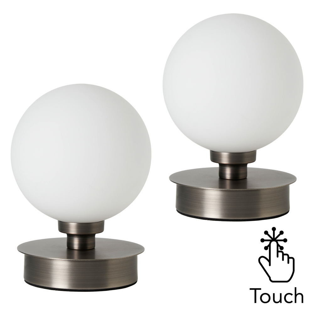 Pair of Claude Touch Table Lamps, Pewter