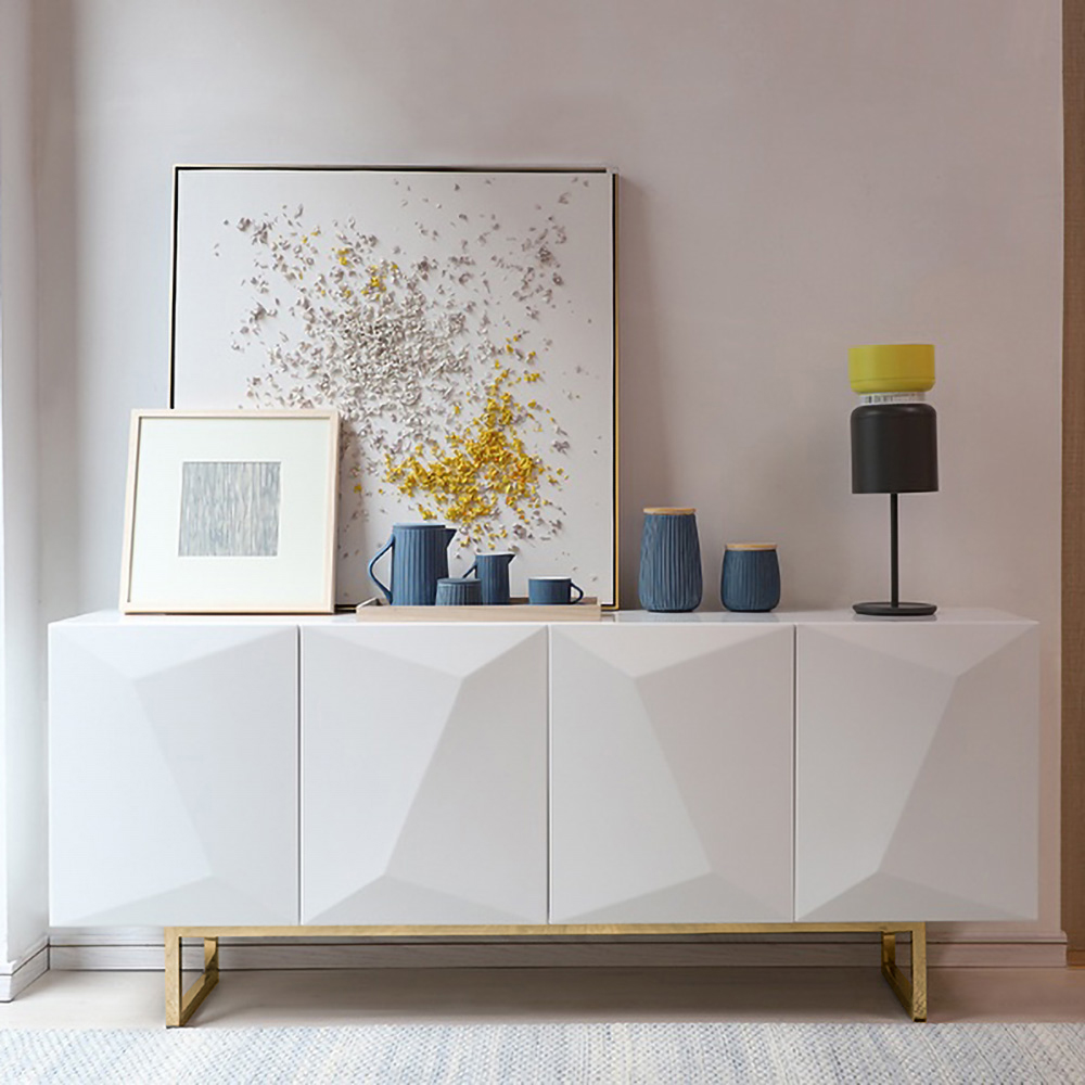 1800mm Modern White Buffet Sideboard wtih Gold Legs Kitchen Cabinet  Adjustable Shelves