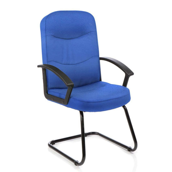 Harley Fabric Office Visitor Chair In Blue With Arms
