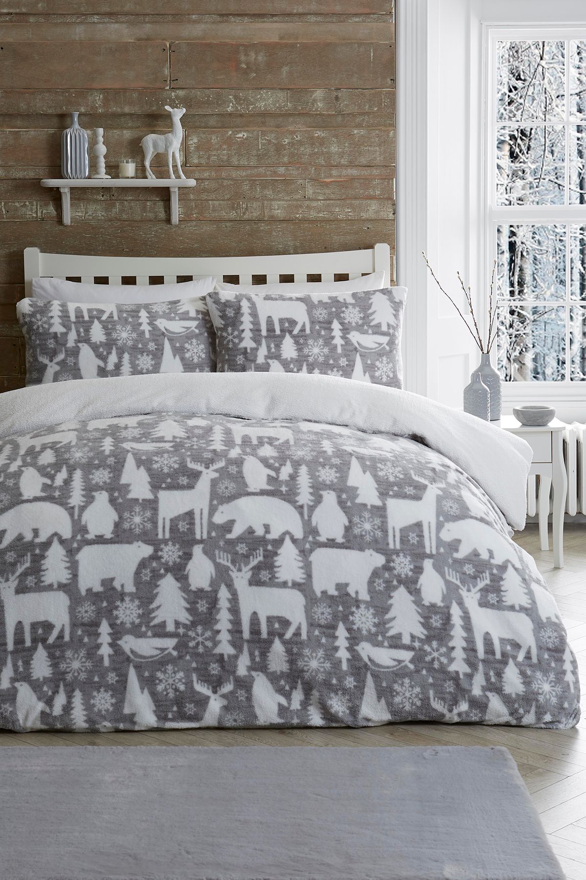 Fusion 'Arctic Animals' Christmas Duvet Cover Set in Grey