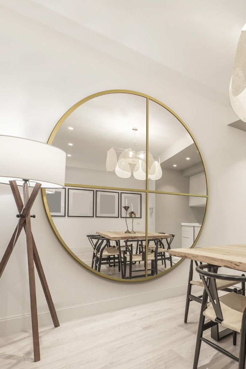 MirrorOutlet Gold XL Circular Window Metal Wall & Leaner Mirror (180 x 180CM) 2