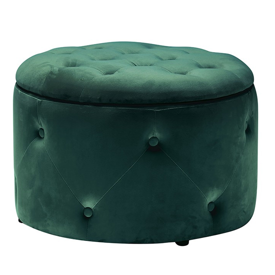 Cleo Round Storage Pouff In Teal