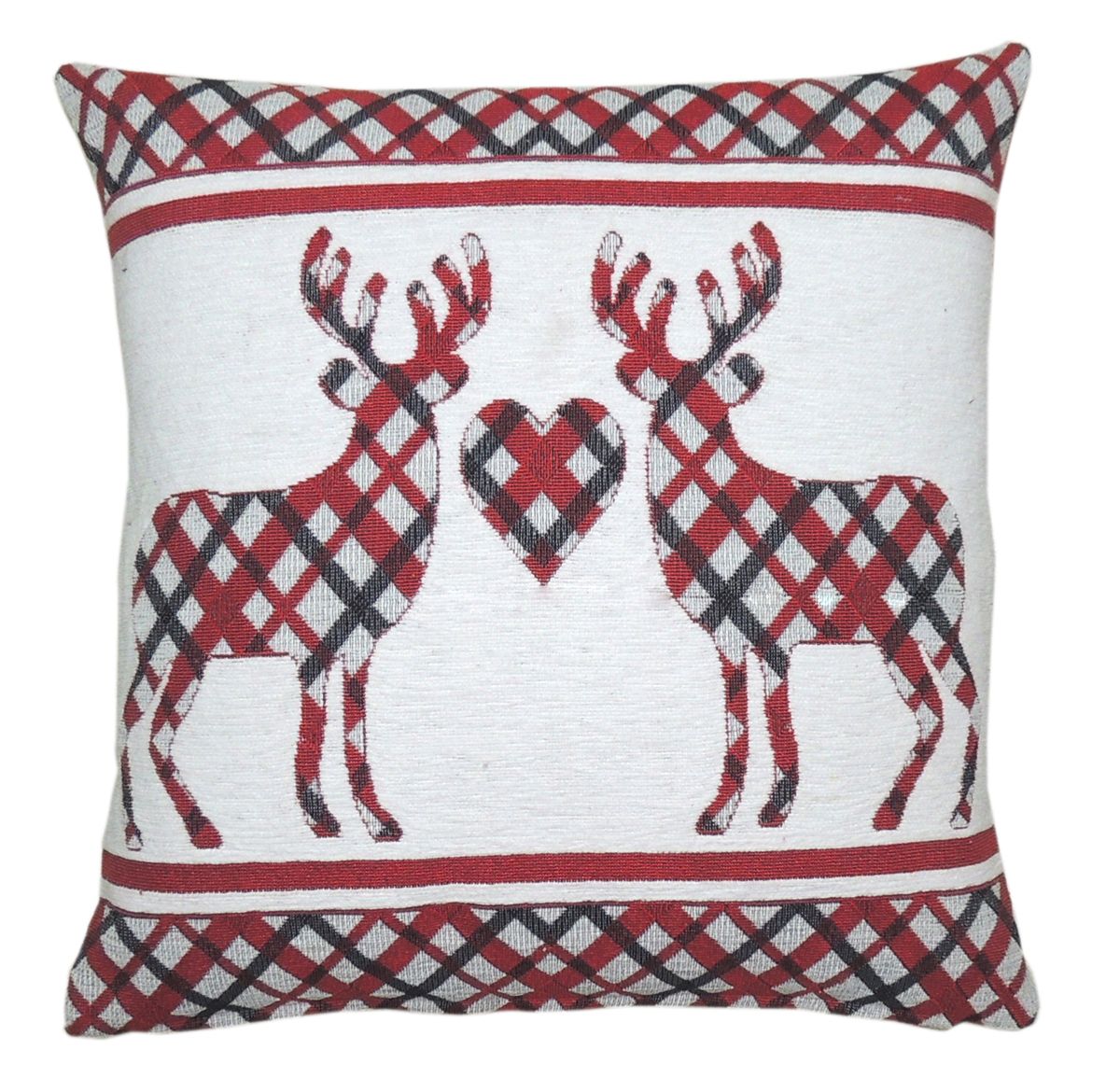 Velosso Chenille Check Filled Christmas Cushion in Red