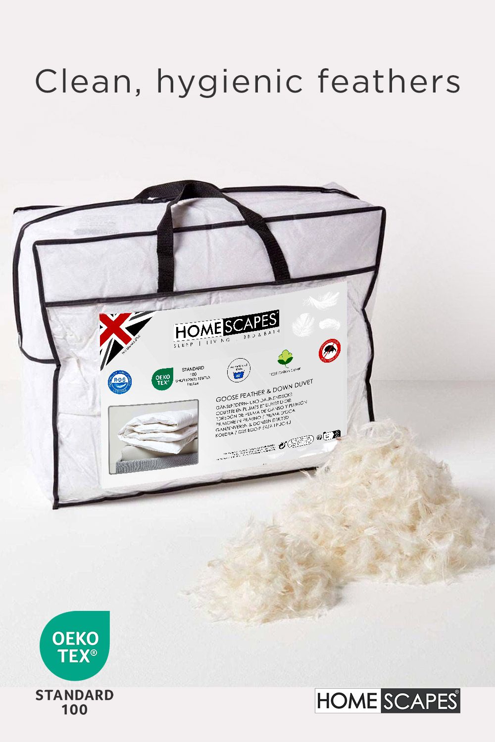 Homescapes Goose Feather & Down 13.5 Tog Winter Duvet in White 3