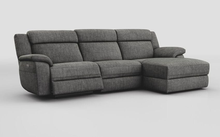 Black Fabric Sarsina 3 Seater Sofa Left Hand Facing Power & Right Hand Facing Lounger