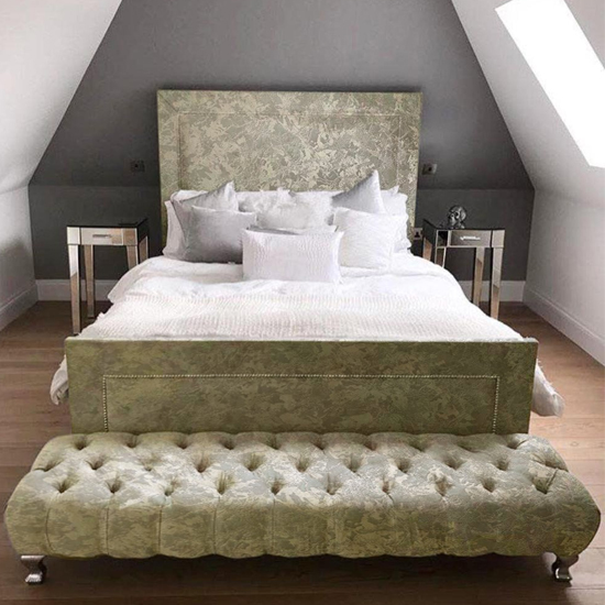 Harrington Plush Velvet Upholstered Small Double Bed In Cream