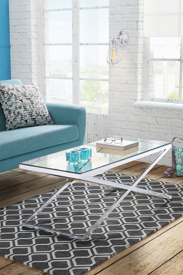 Anikka Chrome and Glass Coffee Table