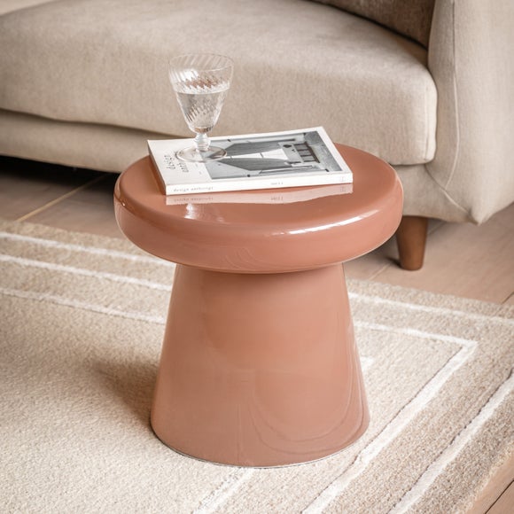Ambrose Side Table, Coral & Glass