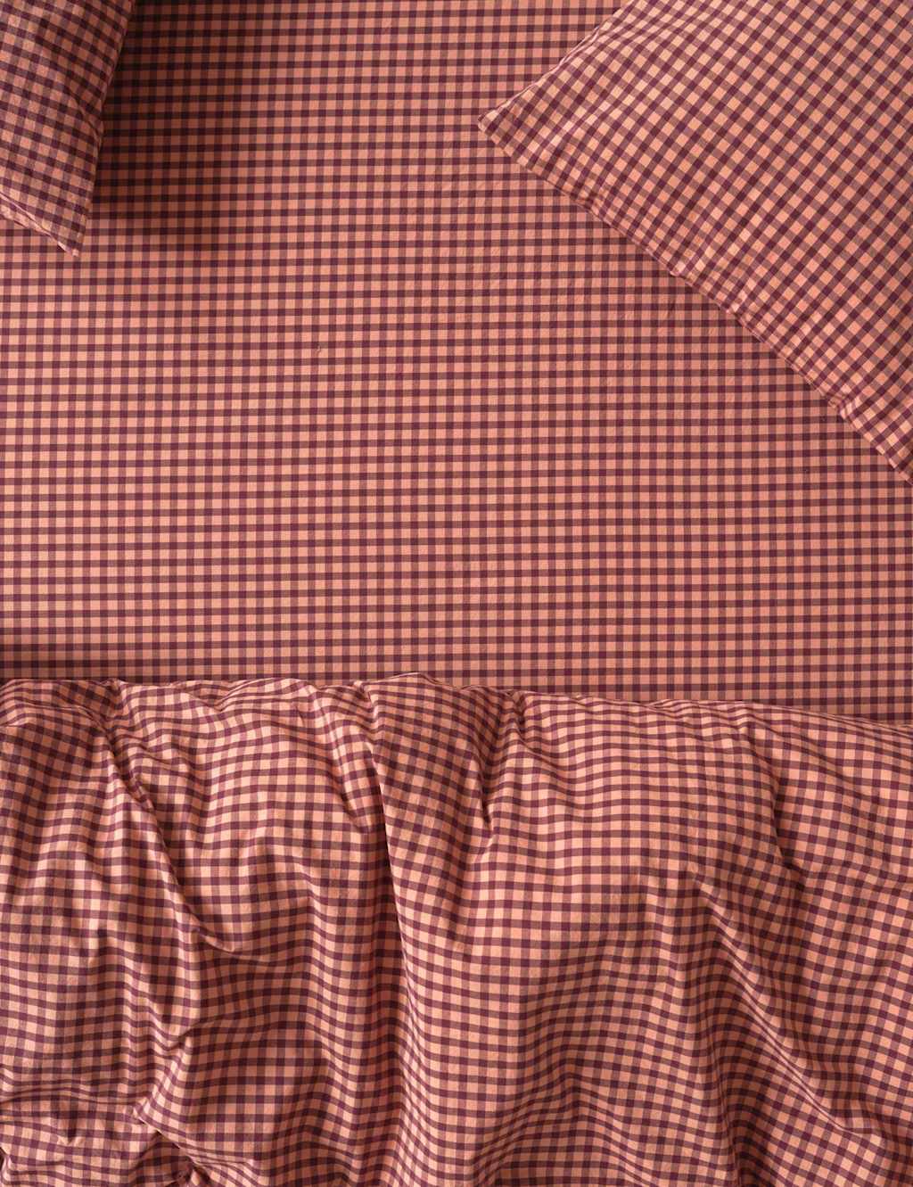 Piglet In Bed Washed Cotton Gingham Fitted Sheet Pink Mix