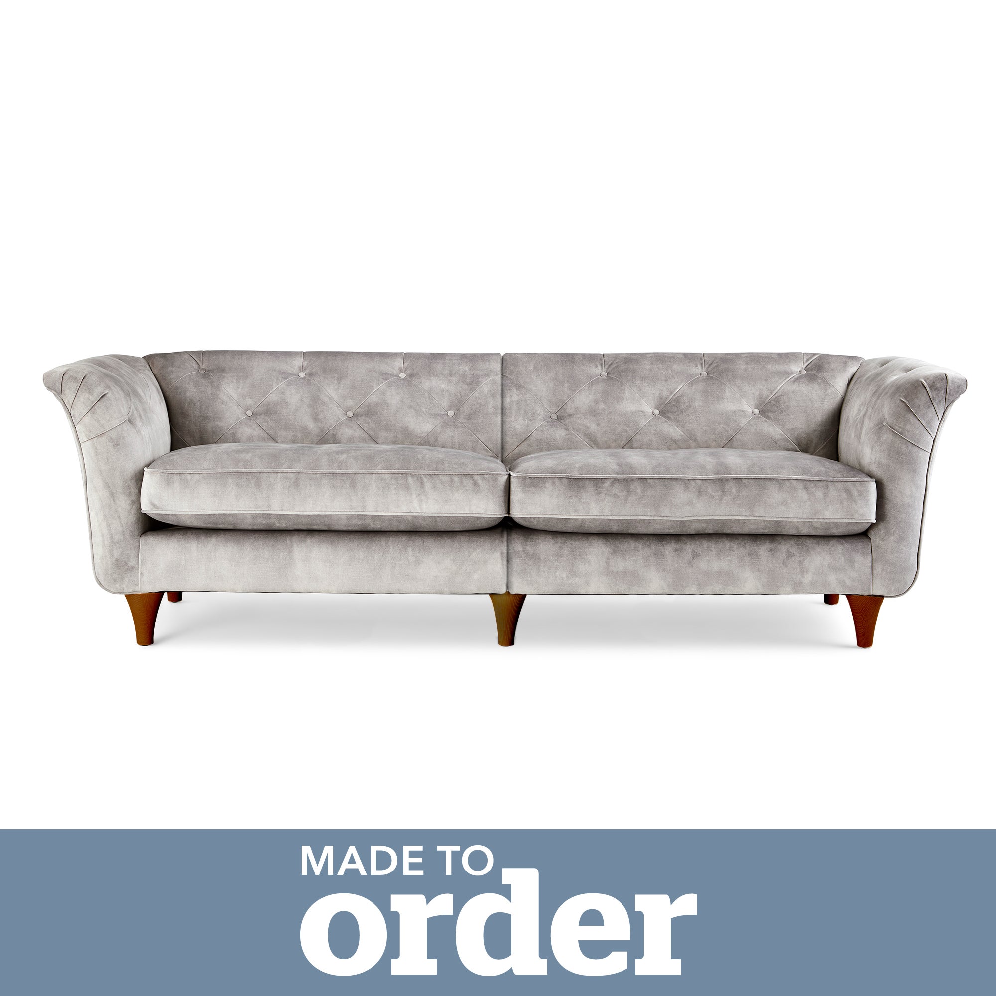 Jaipur 4 Seater Sofa Slub Velvet Grey
