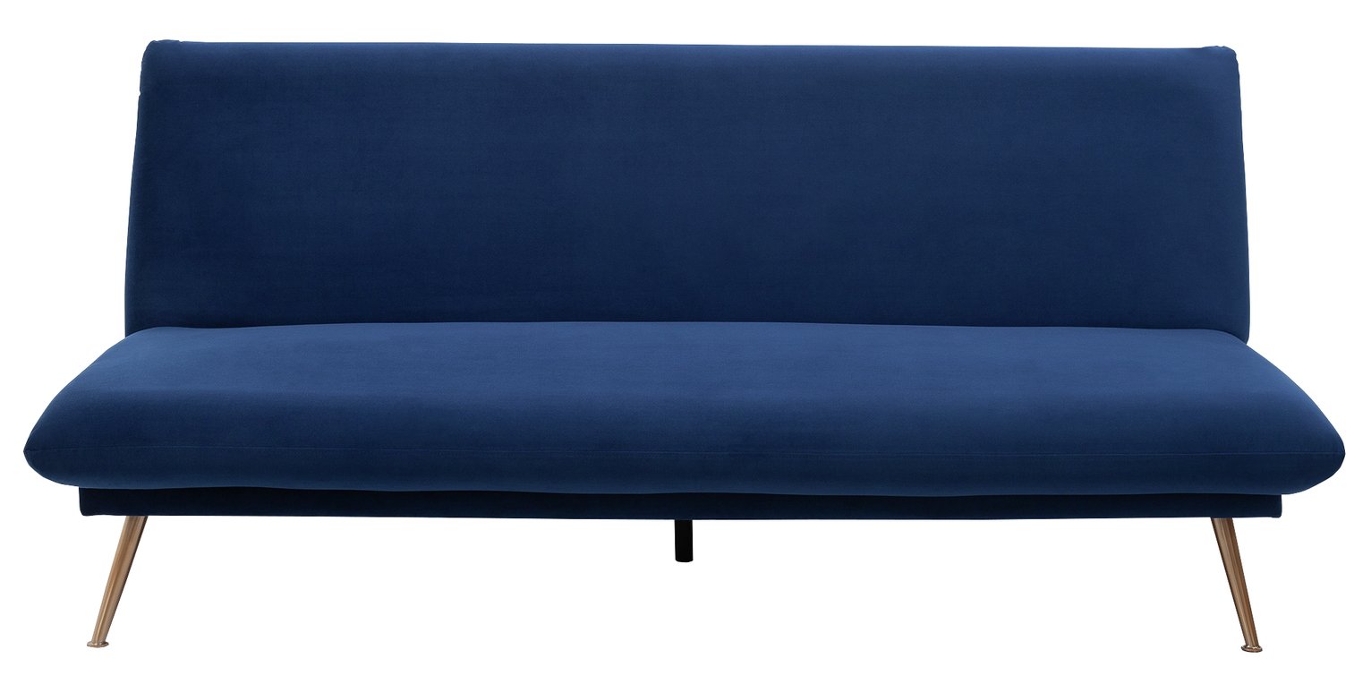Habitat Matteo 2 Seater Velvet Sofa Bed - Blue