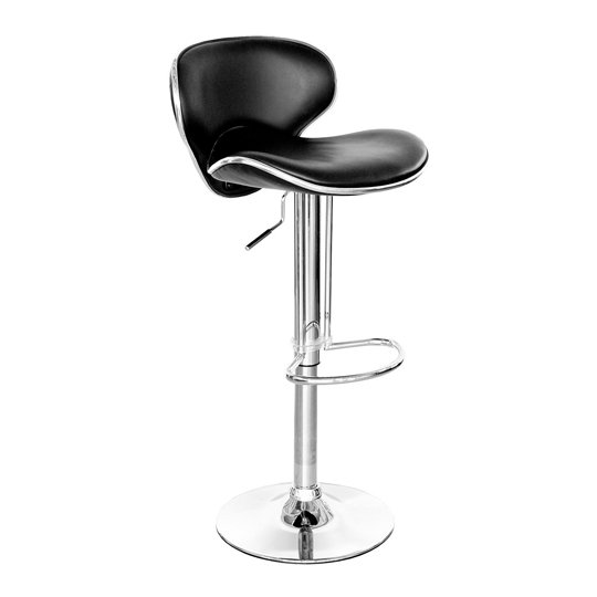 Duo Retro Black Faux Leather Bar Stool With Chrome Base