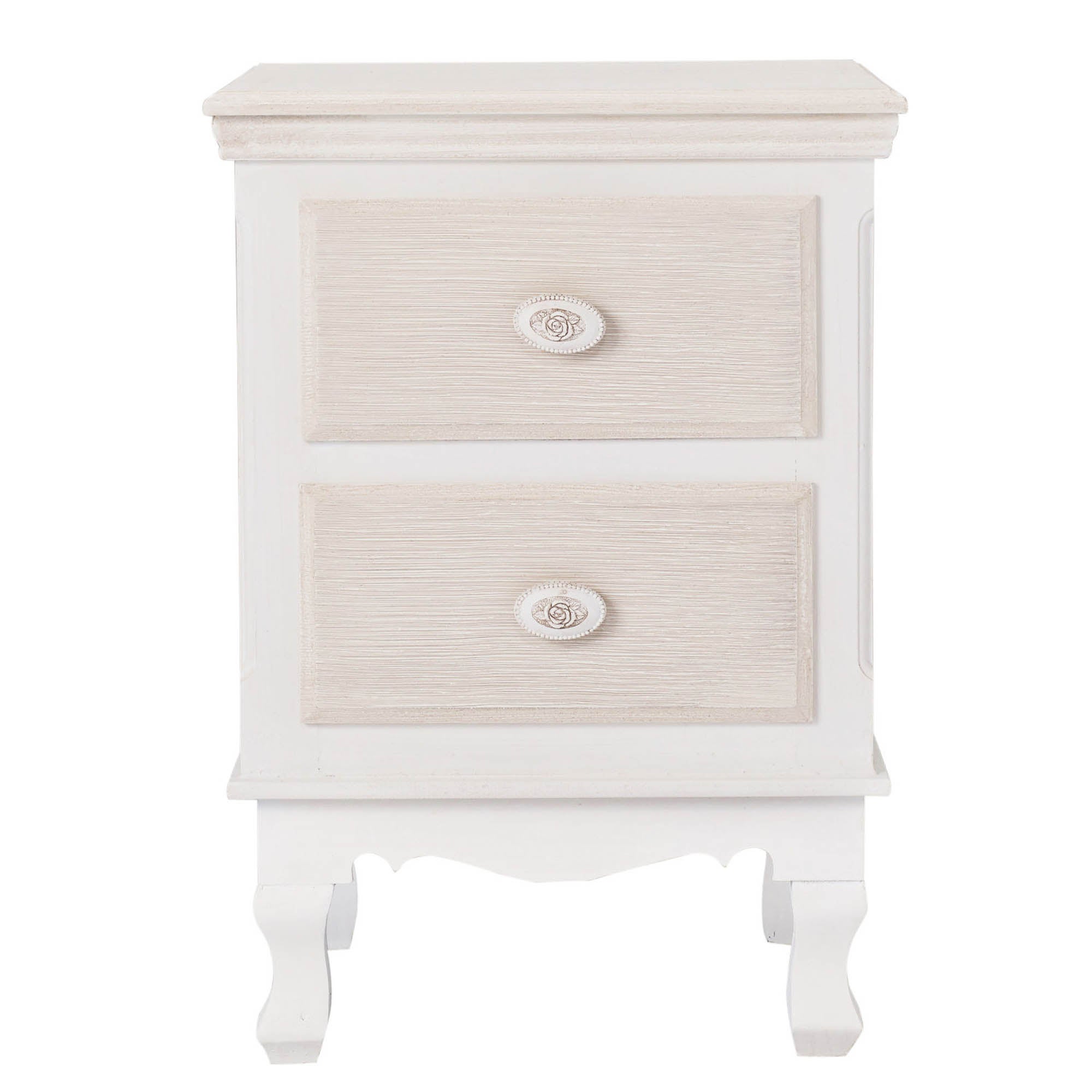 Jule 2 Drawer Bedside Table White/Natural