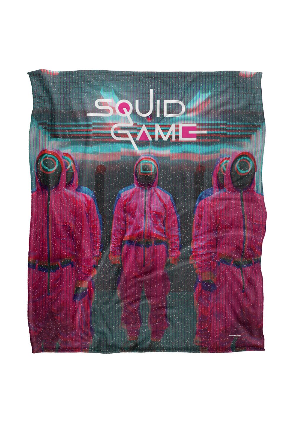Netflix Squid Game Pink Guards Scene Officially Licensed Silky Touch Super Soft Throw Blanket 152 x 127 cm in White