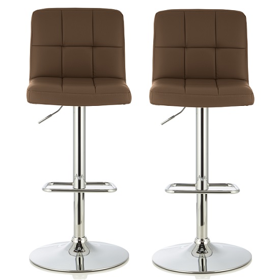 Lesly Bar Stool In Cappuccino Faux Leather In A Pair