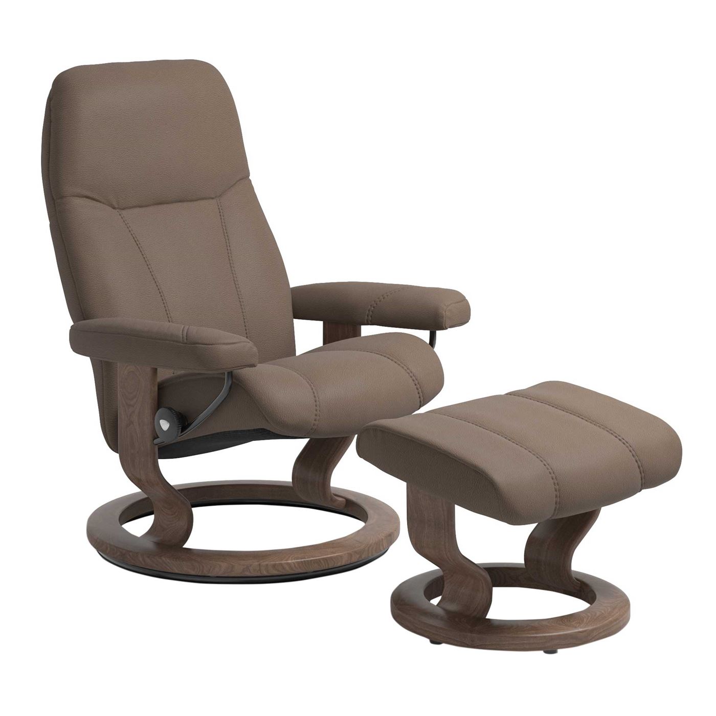 Stressless Consul Medium Classic Chair & Stool, Batick Mole & Walnut