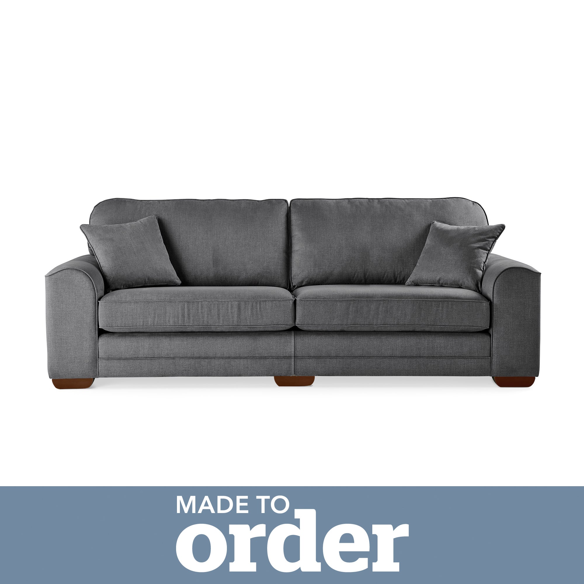 Morello 4 Seater Sofa Brushed Plain Fabric Grey