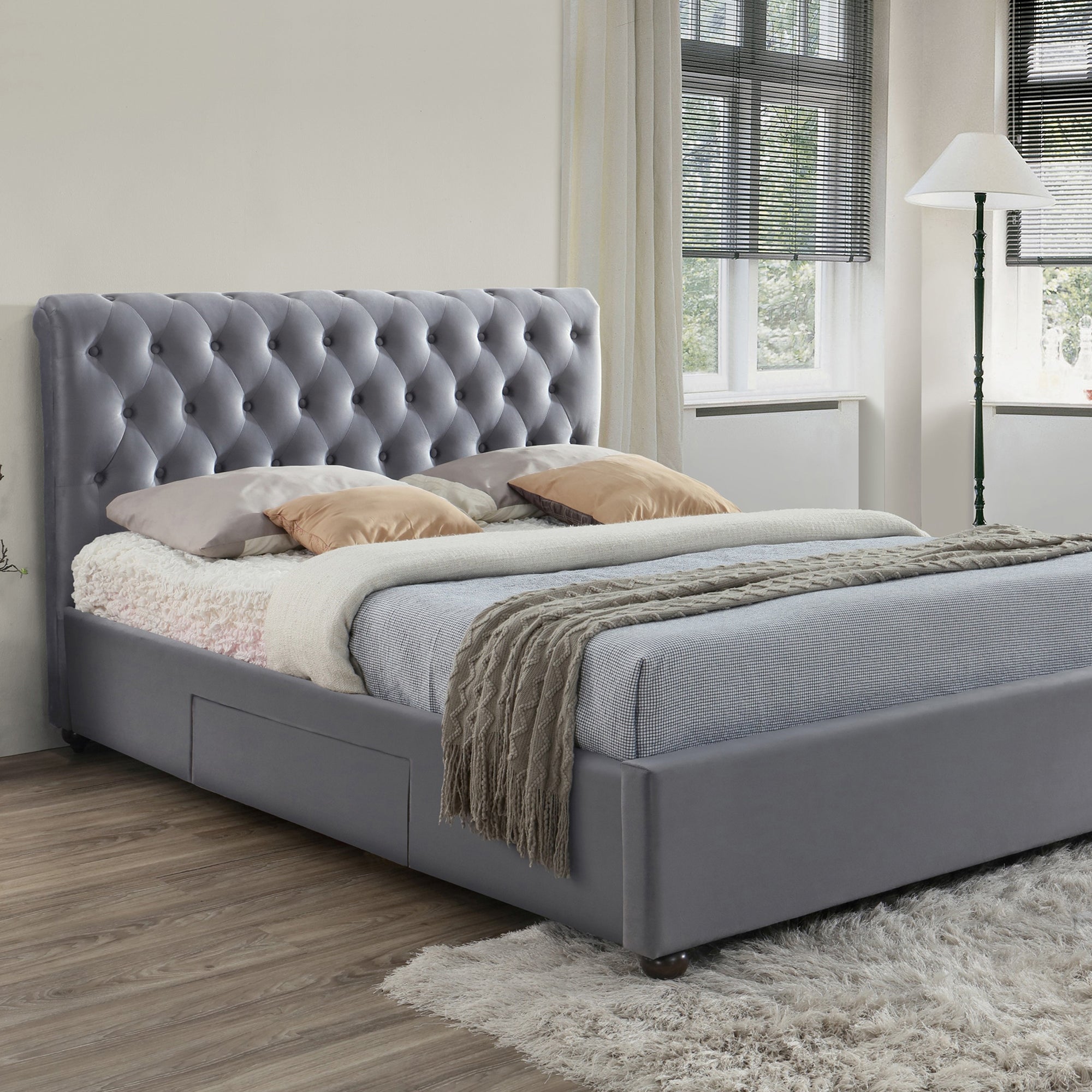 Marlow Velvet Storage Bed Frame Grey