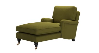 Bluebell Chaise Armchair in Royal Fern Brushed Linen Cotton - sofa.com