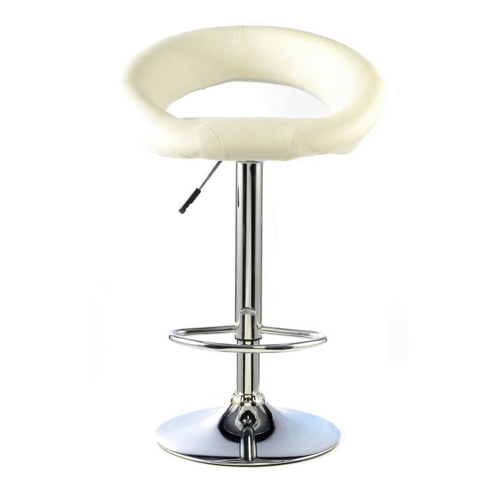 netfurniture Furrai Bar Stool PU Chrome & White (2s) in Cream