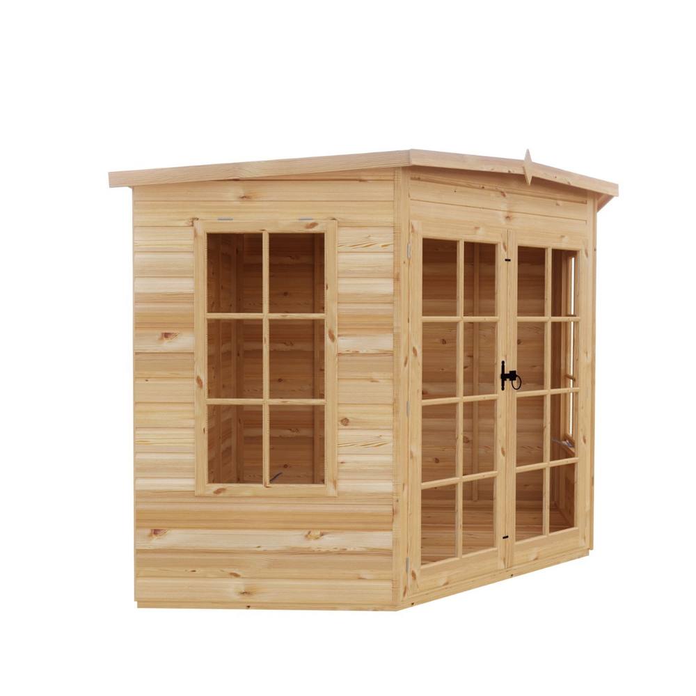 Shires Hampton Shiplap Summerhouse Garden Sun Room Approx 8 x 8 Feet in Brown 5