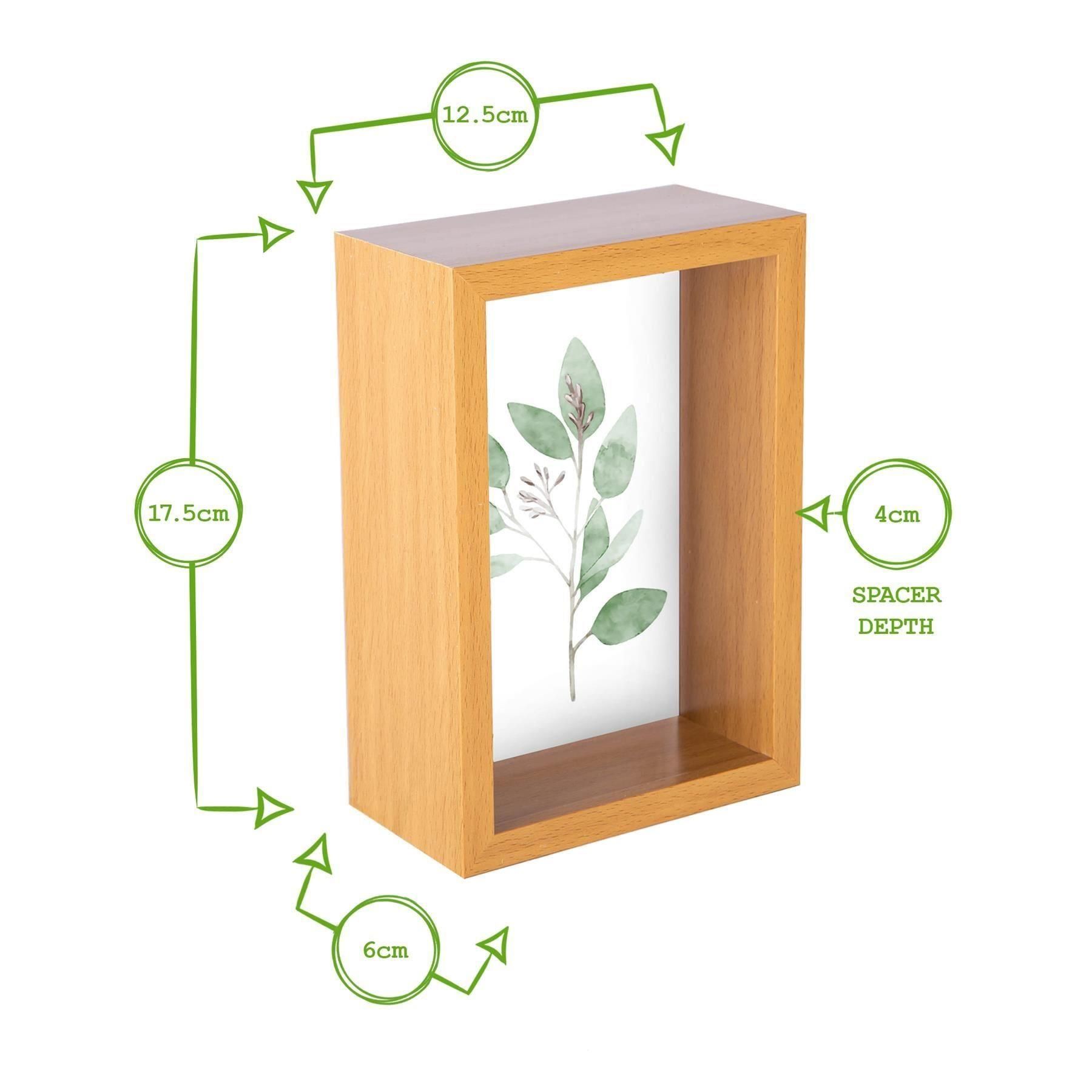 Nicola Spring 3D Deep Box Photo Frame - 4 x 6" in Light Brown 4