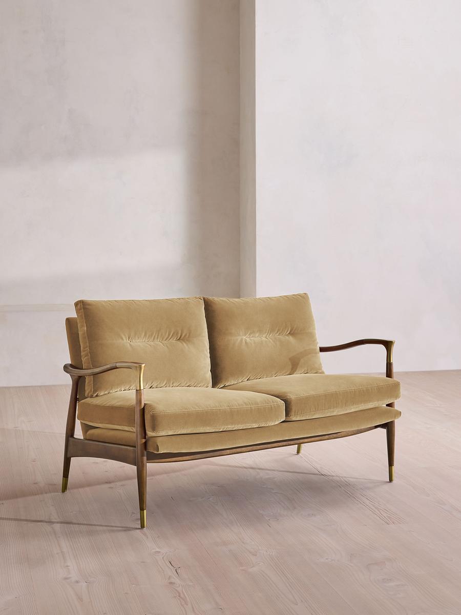 Theodore Two Seater Sofa, Velvet, Camel