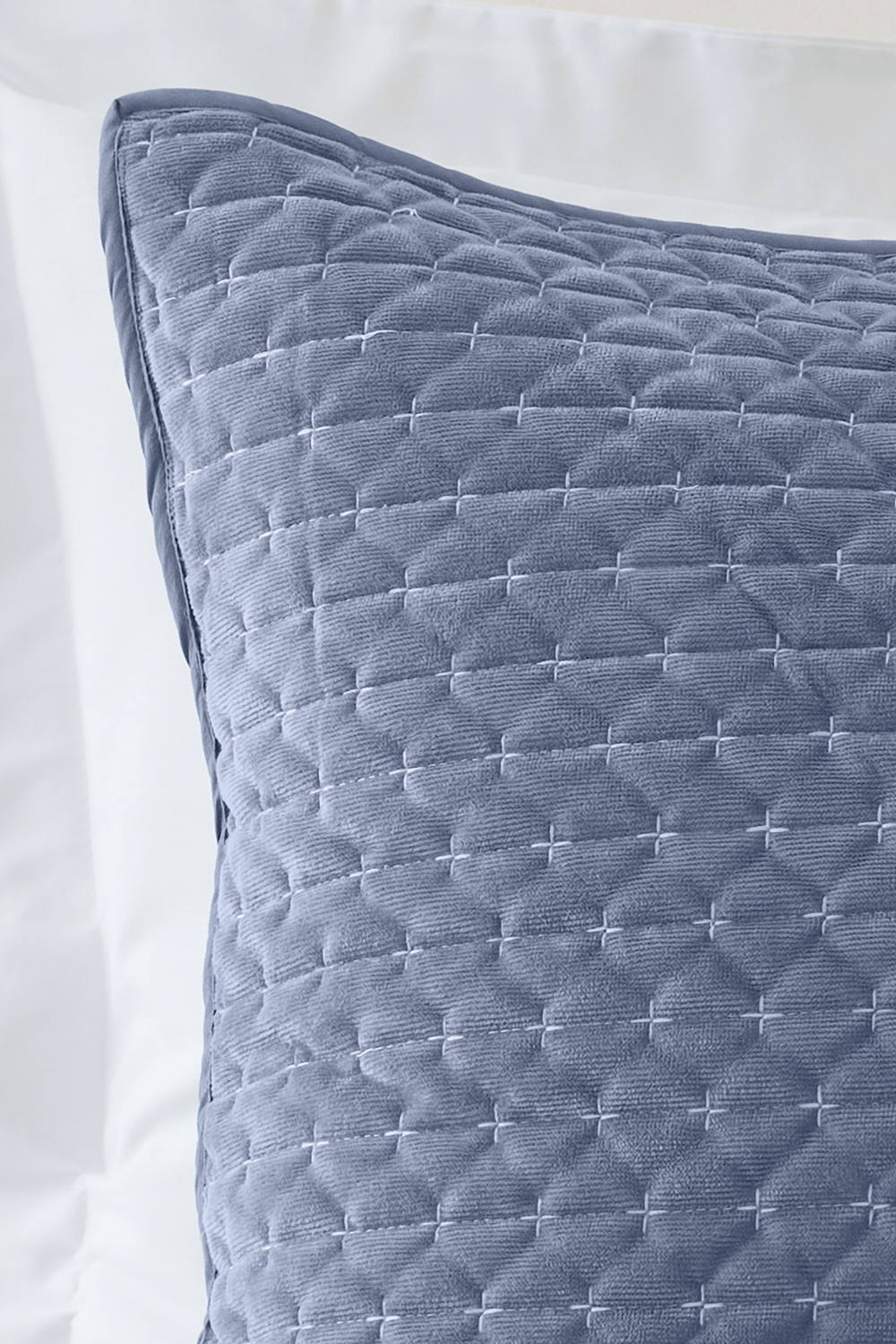 Bianca 'Attica Velvet' Embroidered Pillow sham Pair in Blue 2