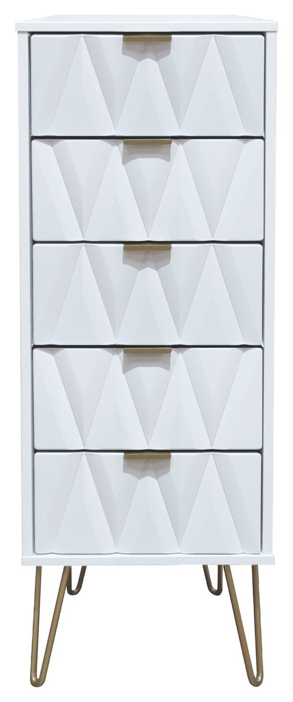 Shimmer 5 Drawer Tallboy - White