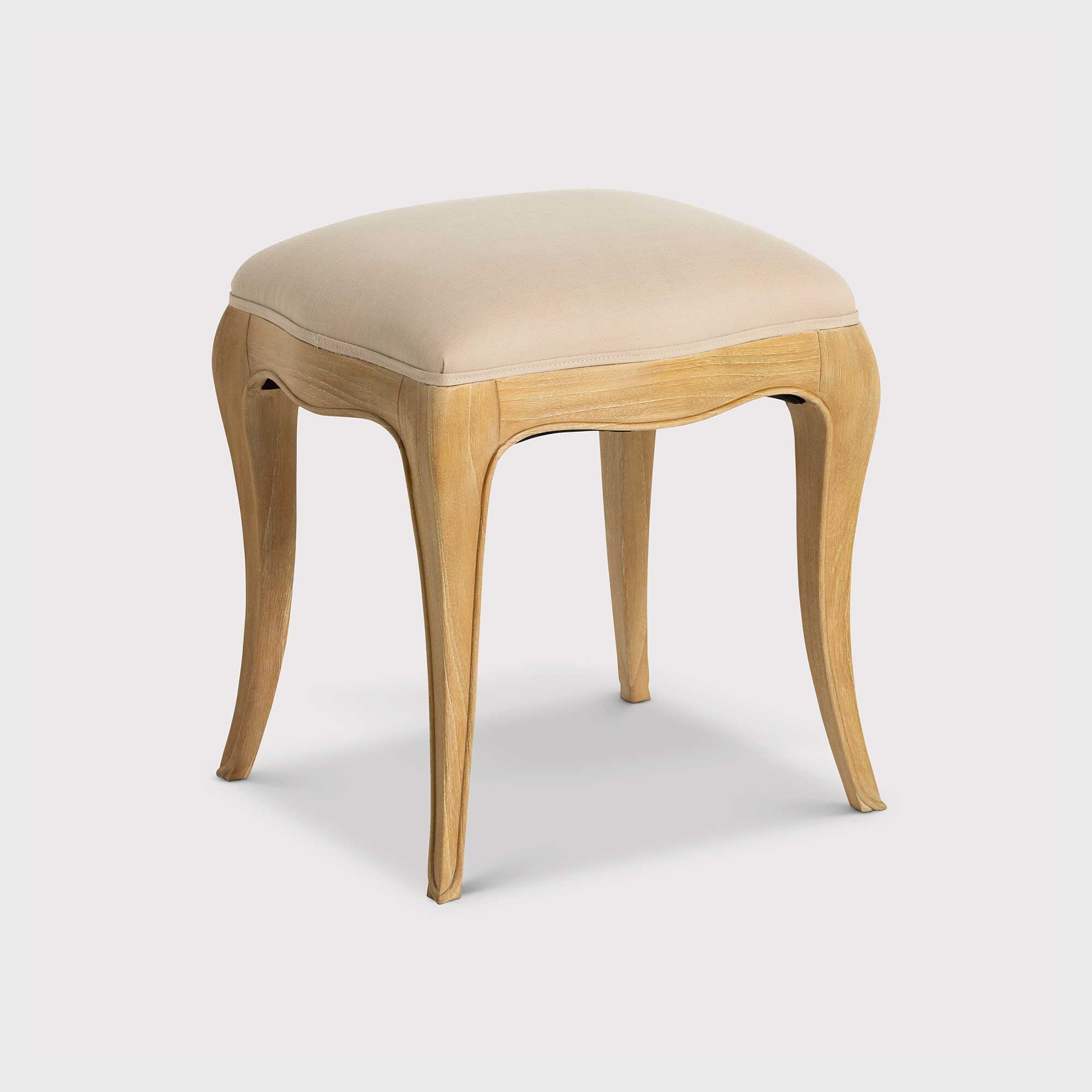 Cecile Upholstered Stool, Neutral Wood | Barker & Stonehouse