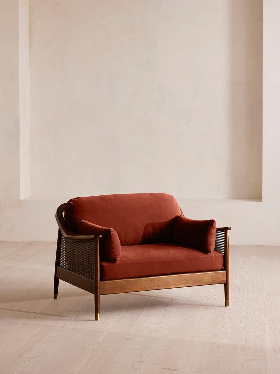 Atlanta Loveseat, Velvet, Rust