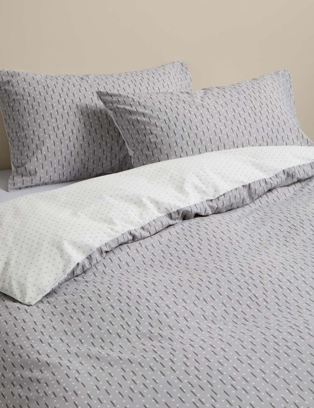 M&S Cotton Blend Geometric Bedding Set Grey Mix