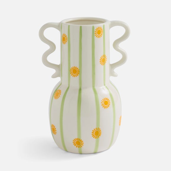 Sunshine Striped Ceramic Vase with Handles 3