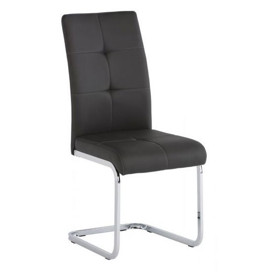 Florence PU Leather Dining Chair In Charcoal Grey