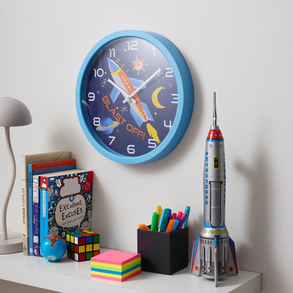 Space Blast Off Round Wall Clock